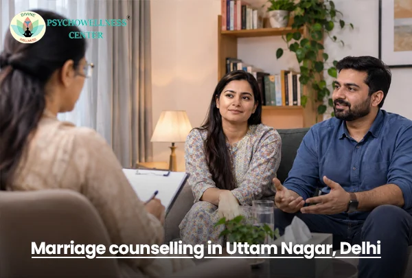 Couple attending marriage counselling to improve communication and resolve relationship conflicts